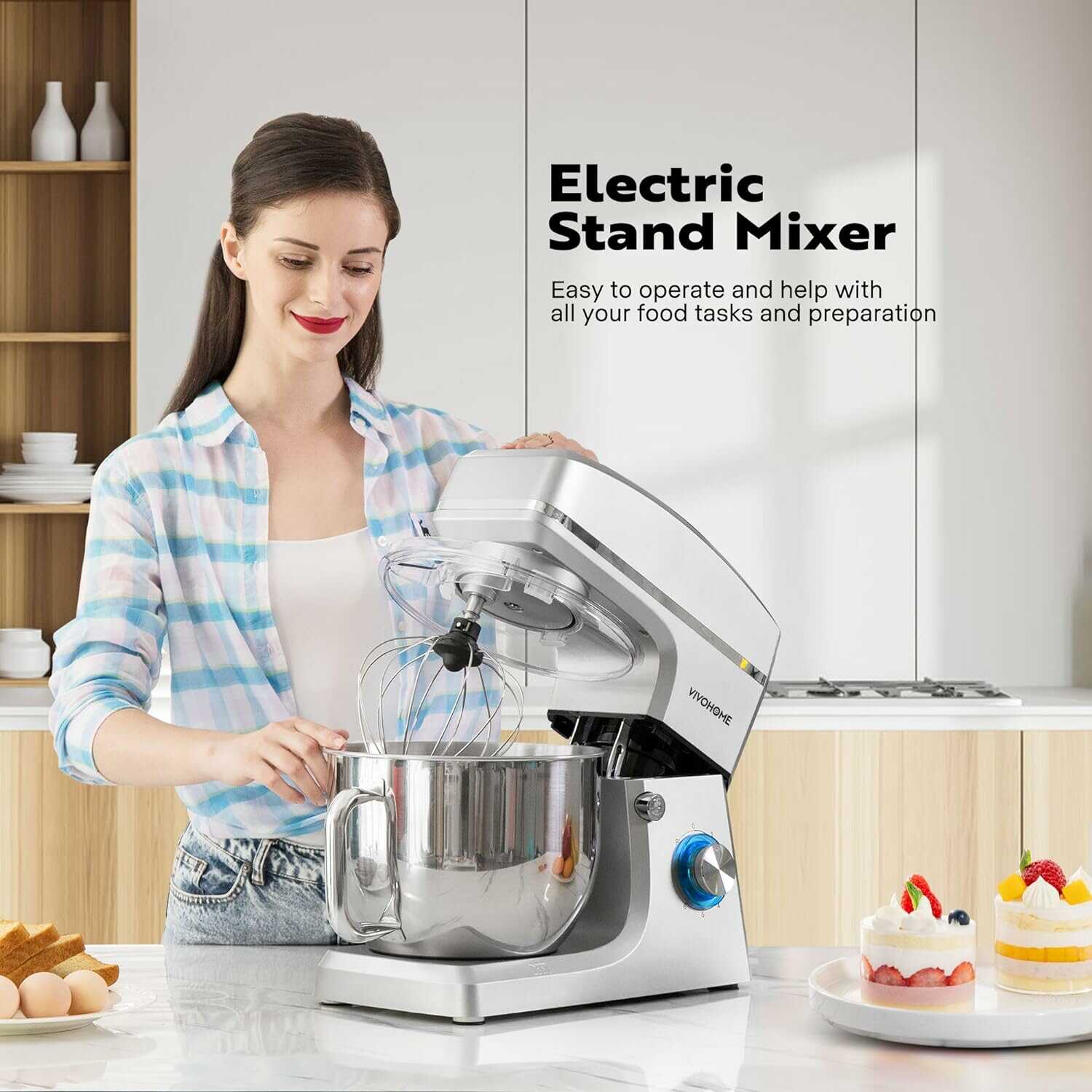 VIVOHOME Electric Stand Mixer 7.5 Quart with Beater, Dough Hook, Wire Whip, and Egg Separator VIVOHOME Electric Stand Mixer 7.5 Quart with Beater, Dough Hook, Wire Whip, and Egg Separator