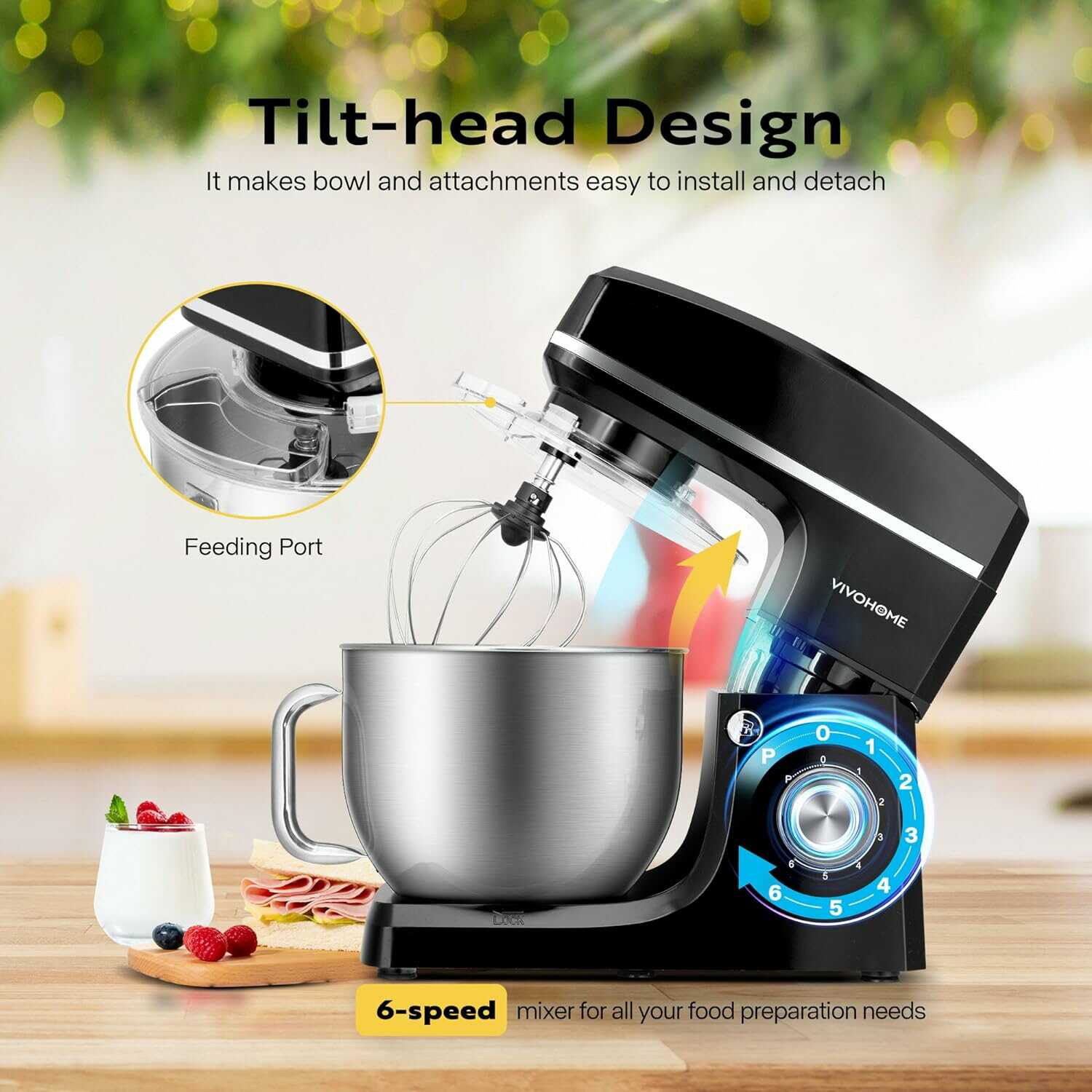 VIVOHOME Electric Stand Mixer 7.5 Quart with Beater, Dough Hook, Wire Whip, and Egg Separator VIVOHOME Electric Stand Mixer 7.5 Quart with Beater, Dough Hook, Wire Whip, and Egg Separator
