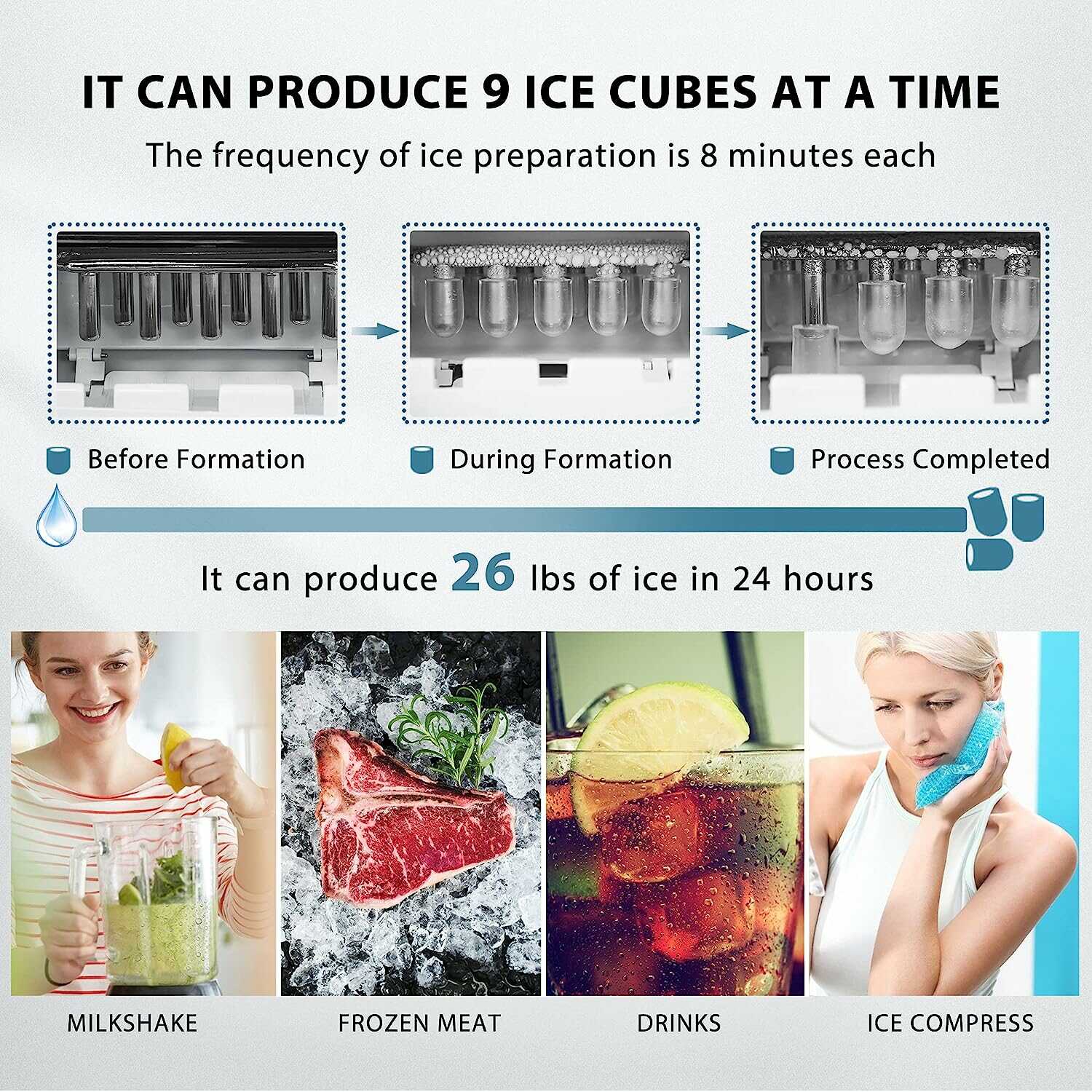 VIVOHOME Countertop Ice Maker Machine with Hand Scoop 26lbs/Day VIVOHOME Countertop Ice Maker Machine with Hand Scoop 26lbs/Day
