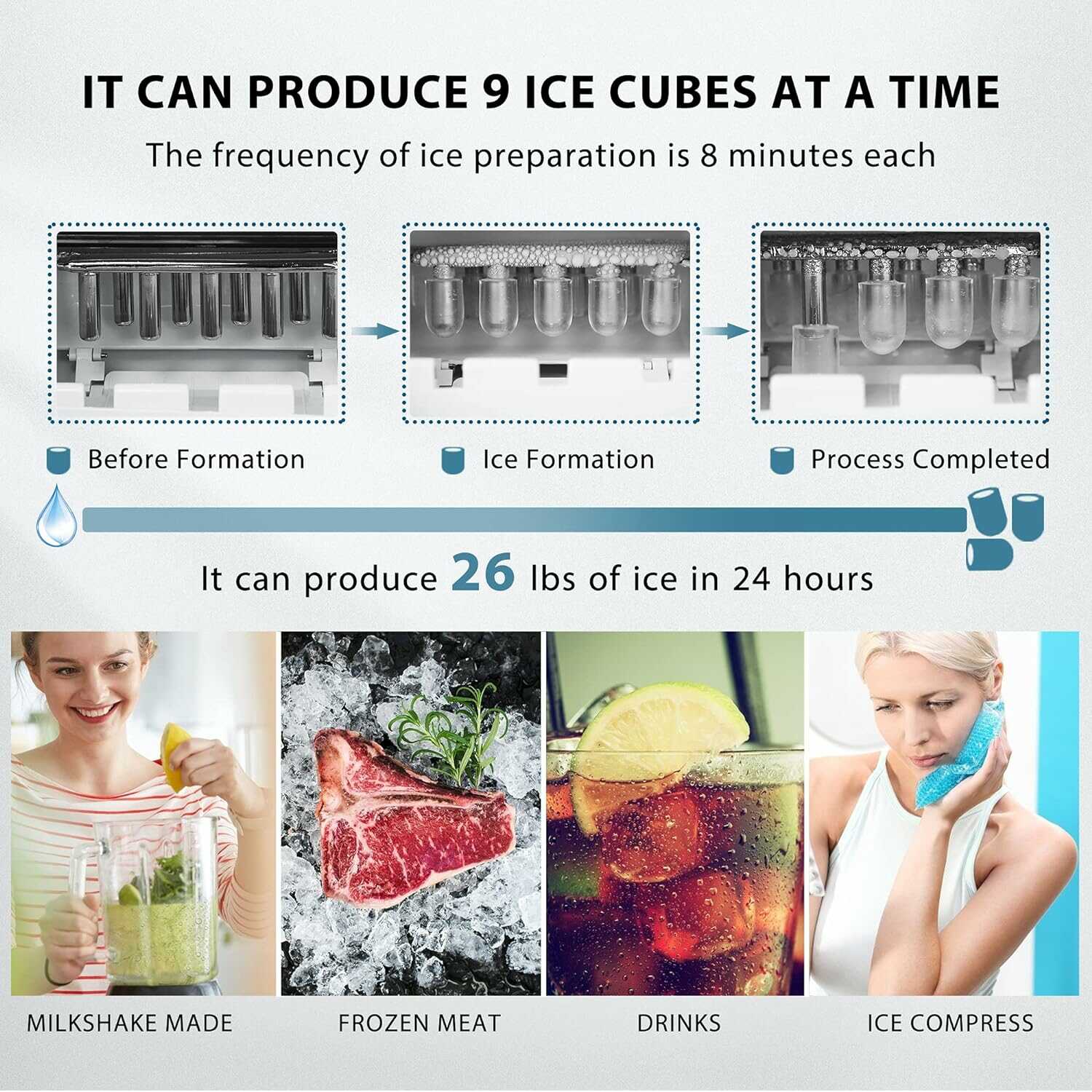 VIVOHOME Countertop Ice Maker Machine with Hand Scoop 26lbs/Day VIVOHOME Countertop Ice Maker Machine with Hand Scoop 26lbs/Day