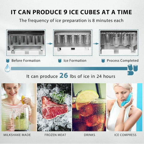 VIVOHOME Countertop Ice Maker Machine with Hand Scoop 26lbs/Day VIVOHOME Countertop Ice Maker Machine with Hand Scoop 26lbs/Day