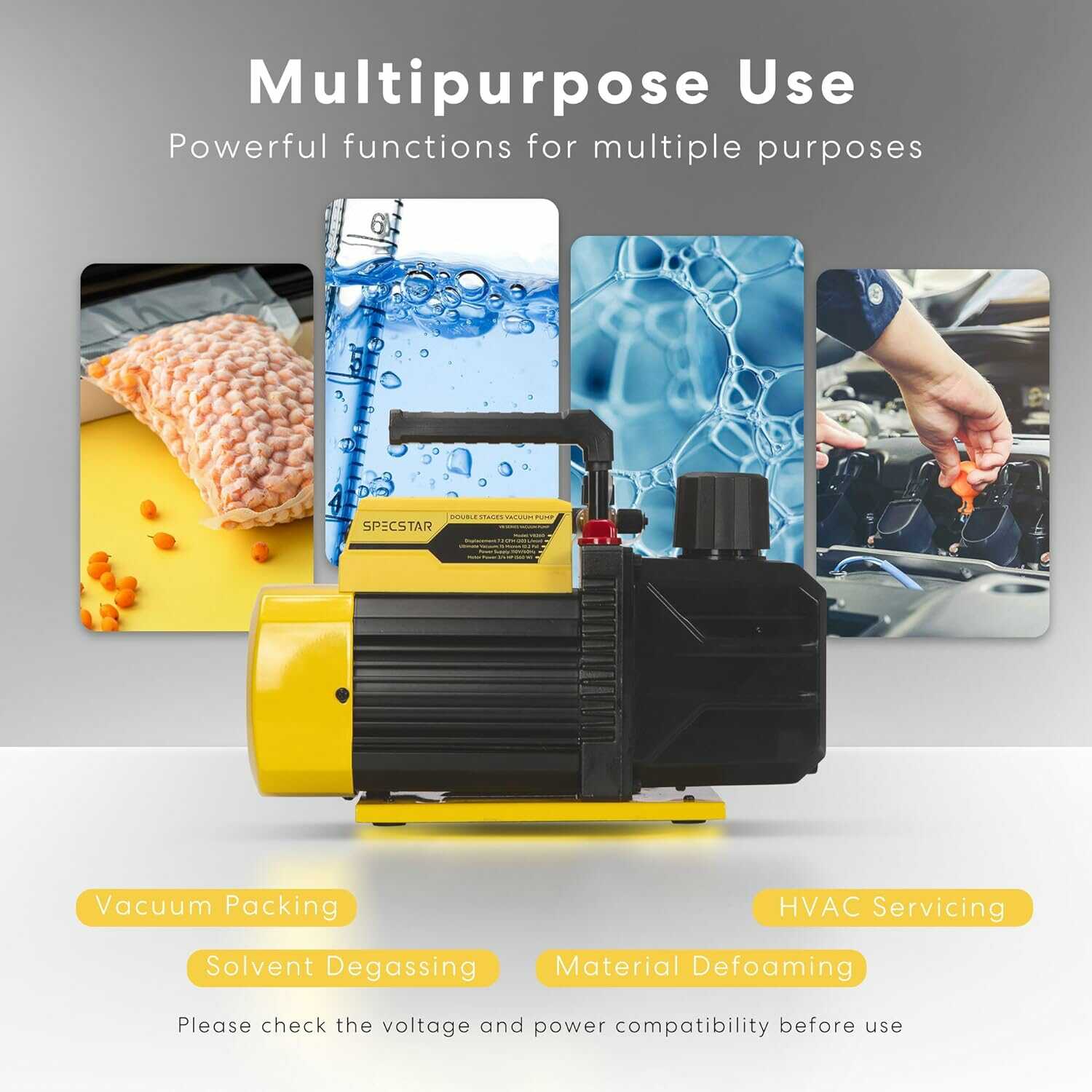 SPECSTAR HVAC Air Vacuum Pump 3/4 HP 7.2 CFM 110V Dual Stage Rotary Vane SPECSTAR HVAC Air Vacuum Pump 3/4 HP 7.2 CFM 110V Dual Stage Rotary Vane