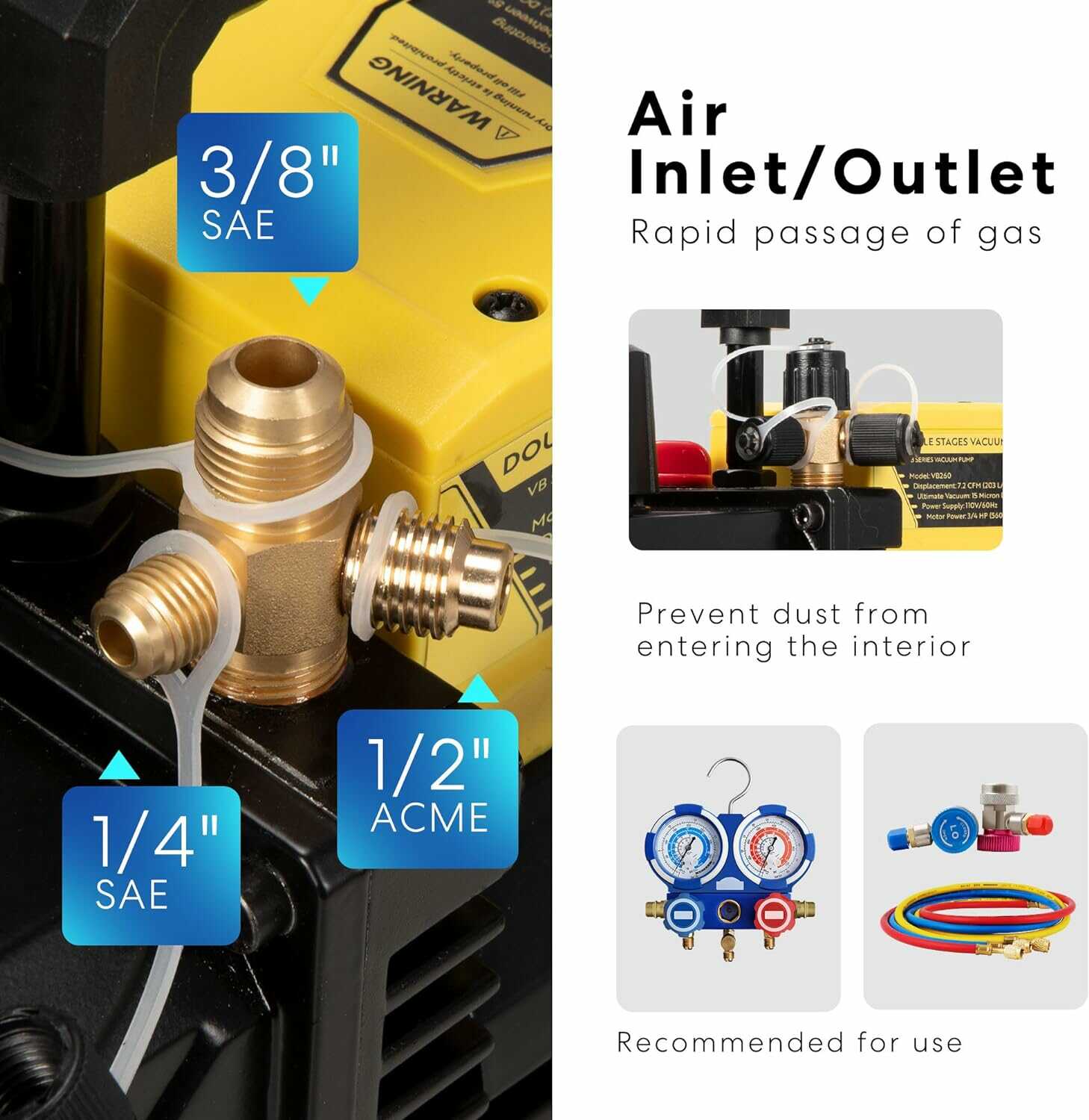 SPECSTAR HVAC Air Vacuum Pump 3/4 HP 7.2 CFM 110V Dual Stage Rotary Vane SPECSTAR HVAC Air Vacuum Pump 3/4 HP 7.2 CFM 110V Dual Stage Rotary Vane