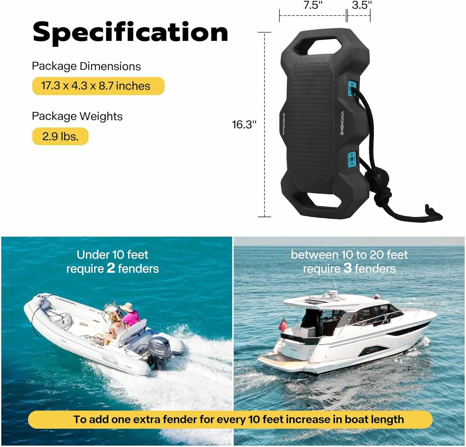 VIVOHOME Boat Fenders Boat Bumper VIVOHOME Boat Fenders Boat Bumper
