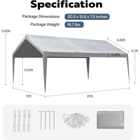 VIVOHOME Carport Replacement Canopy Cover VIVOHOME Carport Replacement Canopy Cover