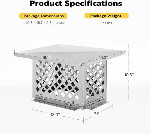 VIVOHOME Chimney Cap Stainless Steel VIVOHOME Chimney Cap Stainless Steel