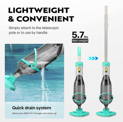 VIVOHOME Cordless Pool Vacuum with Telescopic Pole VIVOHOME Cordless Pool Vacuum with Telescopic Pole