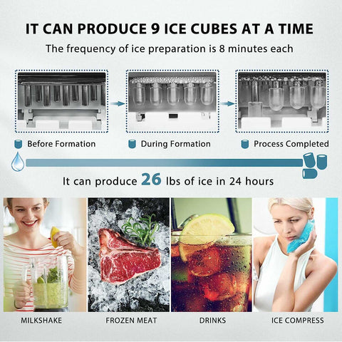 VIVOHOME Countertop Ice Maker Machine with Hand Scoop 26lbs/Day VIVOHOME Countertop Ice Maker Machine with Hand Scoop 26lbs/Day