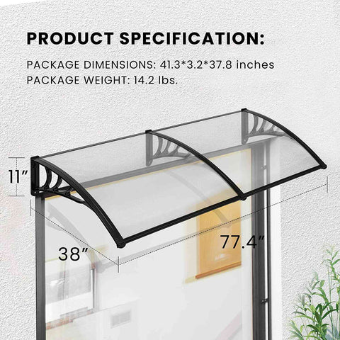 VIVOHOME Awning Canopy Window Door Outdoor 40x40/80/120Inch VIVOHOME Awning Canopy Window Door Outdoor 40x40/80/120Inch