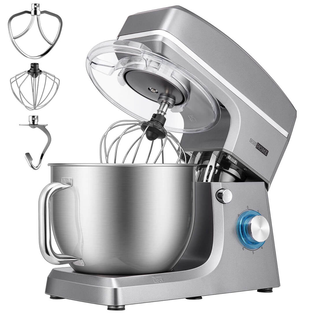 VIVOHOME 7.5 Quart Stand Mixer, 660W 6-Speed Tilt-Head Kitchen Electric Food Mixer with Beater, Dough Hook and Wire Whip, Iron Gray VIVOHOME 7.5 Quart Stand Mixer, 660W 6-Speed Tilt-Head Kitchen Electric Food Mixer with Beater, Dough Hook and Wire Whip, Iron Gray