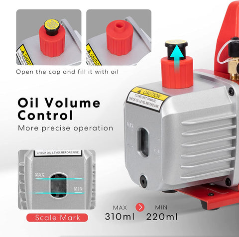 VIVOHOME  Air Vacuum Pump R134a AC Manifold Gauge  Kit 1/3 HP 4CFM Single Stage Rotary Vaneand with Leak Detector Carry Bag VIVOHOME  Air Vacuum Pump R134a AC Manifold Gauge  Kit 1/3 HP 4CFM Single Stage Rotary Vaneand with Leak Detector Carry Bag