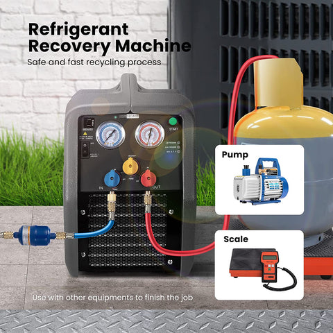 VIVOHOME Refrigerant Recovery Machine R1234YF 1 HP Dual Cylinder Portable VIVOHOME Refrigerant Recovery Machine R1234YF 1 HP Dual Cylinder Portable