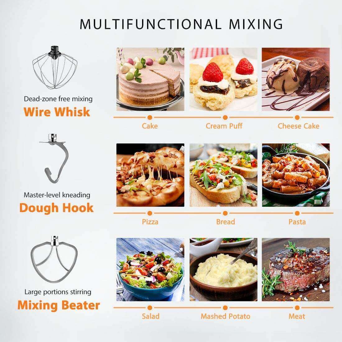 VIVOHOME 7.5 Quart Stand Mixer, 660W 6-Speed Tilt-Head Kitchen Electric Food Mixer with Beater, Dough Hook and Wire Whip, Red VIVOHOME 7.5 Quart Stand Mixer, 660W 6-Speed Tilt-Head Kitchen Electric Food Mixer with Beater, Dough Hook and Wire Whip, Red