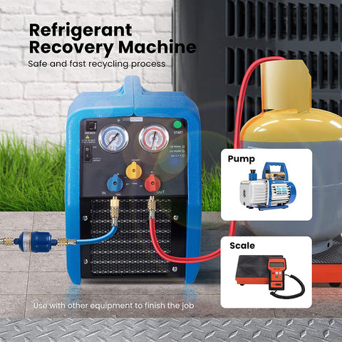 VIVOHOME Refrigerant Recovery Machine R1234YF 1 HP Dual Cylinder Portable VIVOHOME Refrigerant Recovery Machine R1234YF 1 HP Dual Cylinder Portable