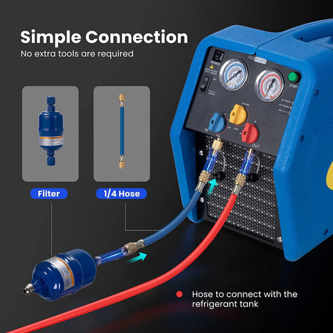 VIVOHOME Refrigerant Recovery Machine R1234YF 1 HP Dual Cylinder Portable VIVOHOME Refrigerant Recovery Machine R1234YF 1 HP Dual Cylinder Portable