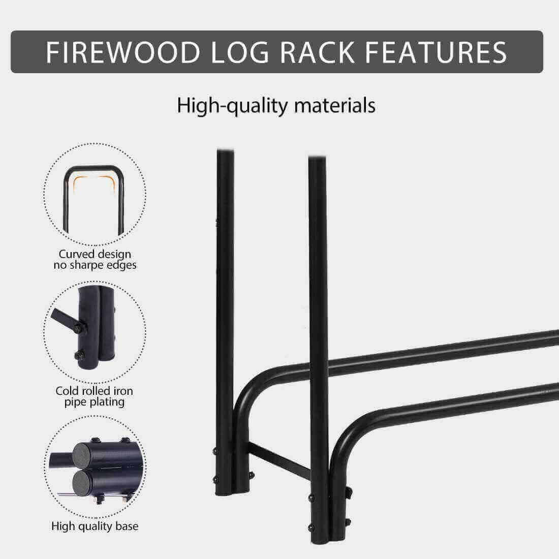 VIVOHOME 8ft Heavy Duty Indoor Outdoor Firewood Storage Log Rack with Cover Combo Set Black VIVOHOME 8ft Heavy Duty Indoor Outdoor Firewood Storage Log Rack with Cover Combo Set Black