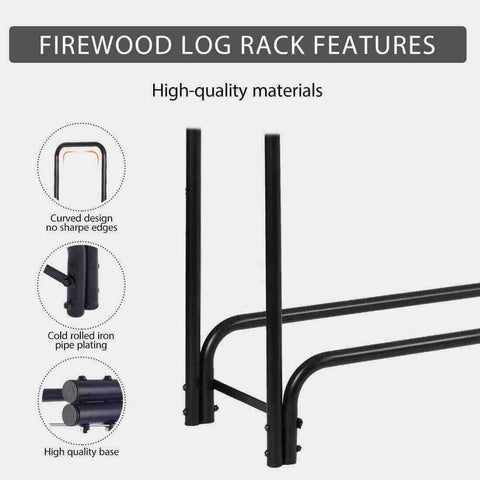 VIVOHOME 8ft Heavy Duty Indoor Outdoor Firewood Storage Log Rack with Cover Combo Set Black VIVOHOME 8ft Heavy Duty Indoor Outdoor Firewood Storage Log Rack with Cover Combo Set Black
