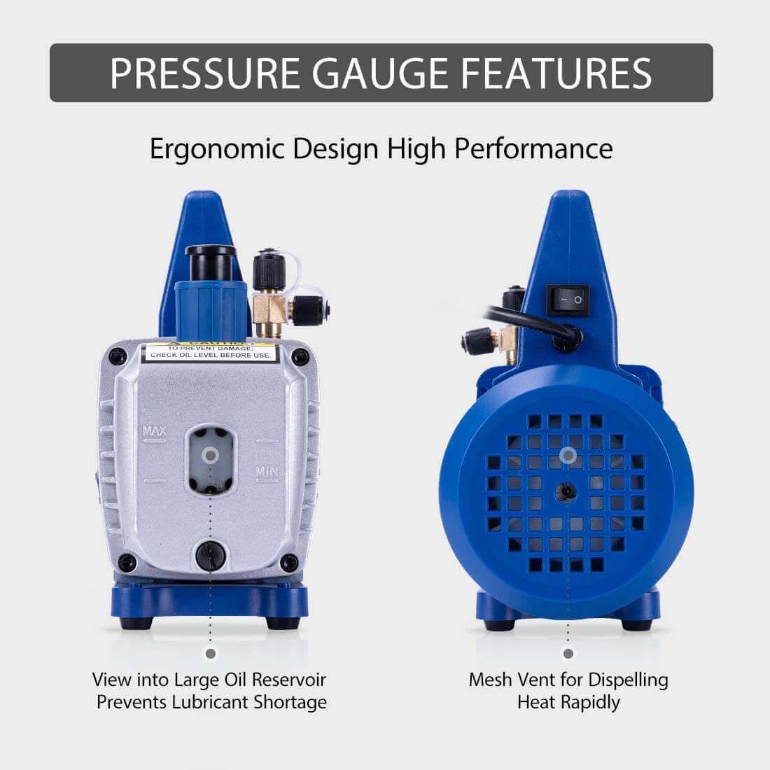 VIVOHOME 110V 1/3 HP 4CFM Single Stage Rotary Vane Air Vacuum Pump and R134a AC Manifold Gauge Set Kit with Leak Detector Carry Bag for HVAC Air Conditioning Refrigeration Recharging ETL Listed VIVOHOME 110V 1/3 HP 4CFM Single Stage Rotary Vane Air Vacuum Pump and R134a AC Manifold Gauge Set Kit with Leak Detector Carry Bag for HVAC Air Conditioning Refrigeration Recharging ETL Listed