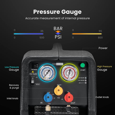 VIVOHOME Refrigerant Recovery Machine R1234YF 1 HP Dual Cylinder Portable VIVOHOME Refrigerant Recovery Machine R1234YF 1 HP Dual Cylinder Portable