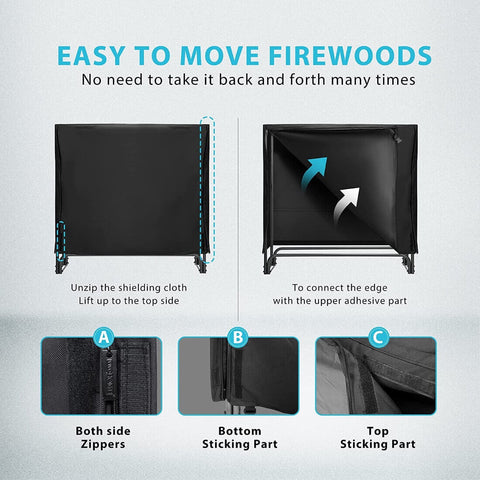VIVOHOME 4ft Heavy Duty Indoor Outdoor Firewood Storage Log Rack with Cover Combo Set Black VIVOHOME 4ft Heavy Duty Indoor Outdoor Firewood Storage Log Rack with Cover Combo Set Black