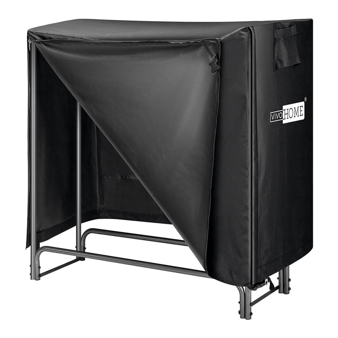 VIVOHOME 4ft Heavy Duty Indoor Outdoor Firewood Storage Log Rack with Cover Combo Set Black VIVOHOME 4ft Heavy Duty Indoor Outdoor Firewood Storage Log Rack with Cover Combo Set Black