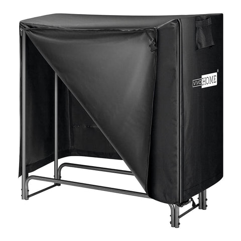 VIVOHOME 4ft Heavy Duty Indoor Outdoor Firewood Storage Log Rack with Cover Combo Set Black VIVOHOME 4ft Heavy Duty Indoor Outdoor Firewood Storage Log Rack with Cover Combo Set Black