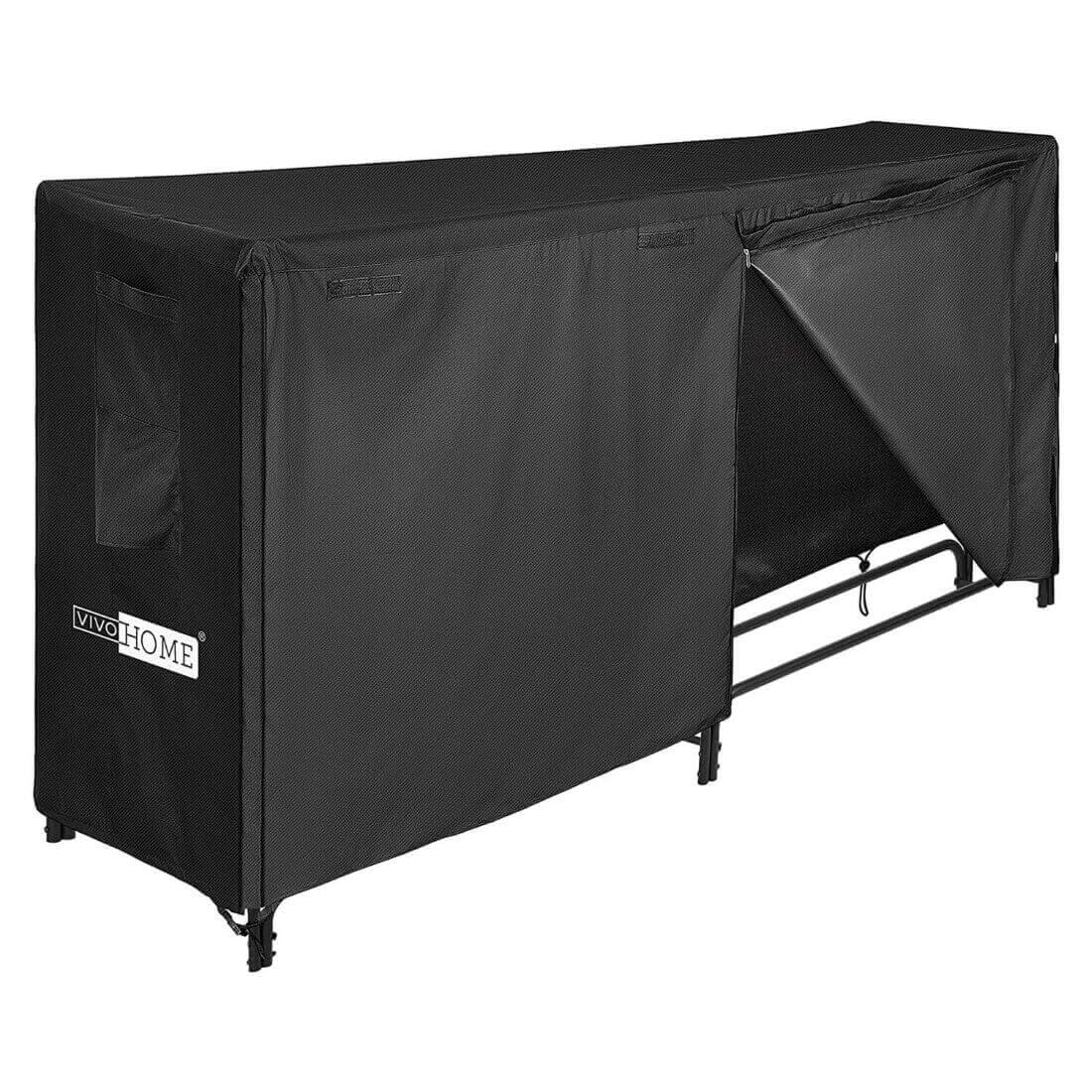 VIVOHOME 8ft Heavy Duty Indoor Outdoor Firewood Storage Log Rack with Cover Combo Set Black VIVOHOME 8ft Heavy Duty Indoor Outdoor Firewood Storage Log Rack with Cover Combo Set Black