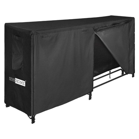 VIVOHOME 8ft Heavy Duty Indoor Outdoor Firewood Storage Log Rack with Cover Combo Set Black VIVOHOME 8ft Heavy Duty Indoor Outdoor Firewood Storage Log Rack with Cover Combo Set Black