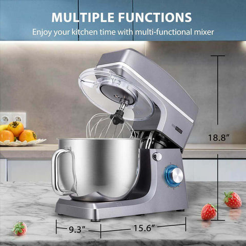 VIVOHOME 7.5 Quart Stand Mixer, 660W 6-Speed Tilt-Head Kitchen Electric Food Mixer with Beater, Dough Hook and Wire Whip, Iron Gray VIVOHOME 7.5 Quart Stand Mixer, 660W 6-Speed Tilt-Head Kitchen Electric Food Mixer with Beater, Dough Hook and Wire Whip, Iron Gray