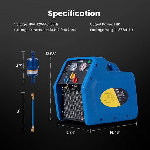 VIVOHOME Refrigerant Recovery Machine R1234YF 1 HP Dual Cylinder Portable VIVOHOME Refrigerant Recovery Machine R1234YF 1 HP Dual Cylinder Portable