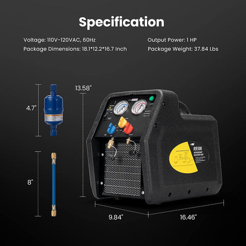 VIVOHOME Refrigerant Recovery Machine R1234YF 1 HP Dual Cylinder Portable VIVOHOME Refrigerant Recovery Machine R1234YF 1 HP Dual Cylinder Portable