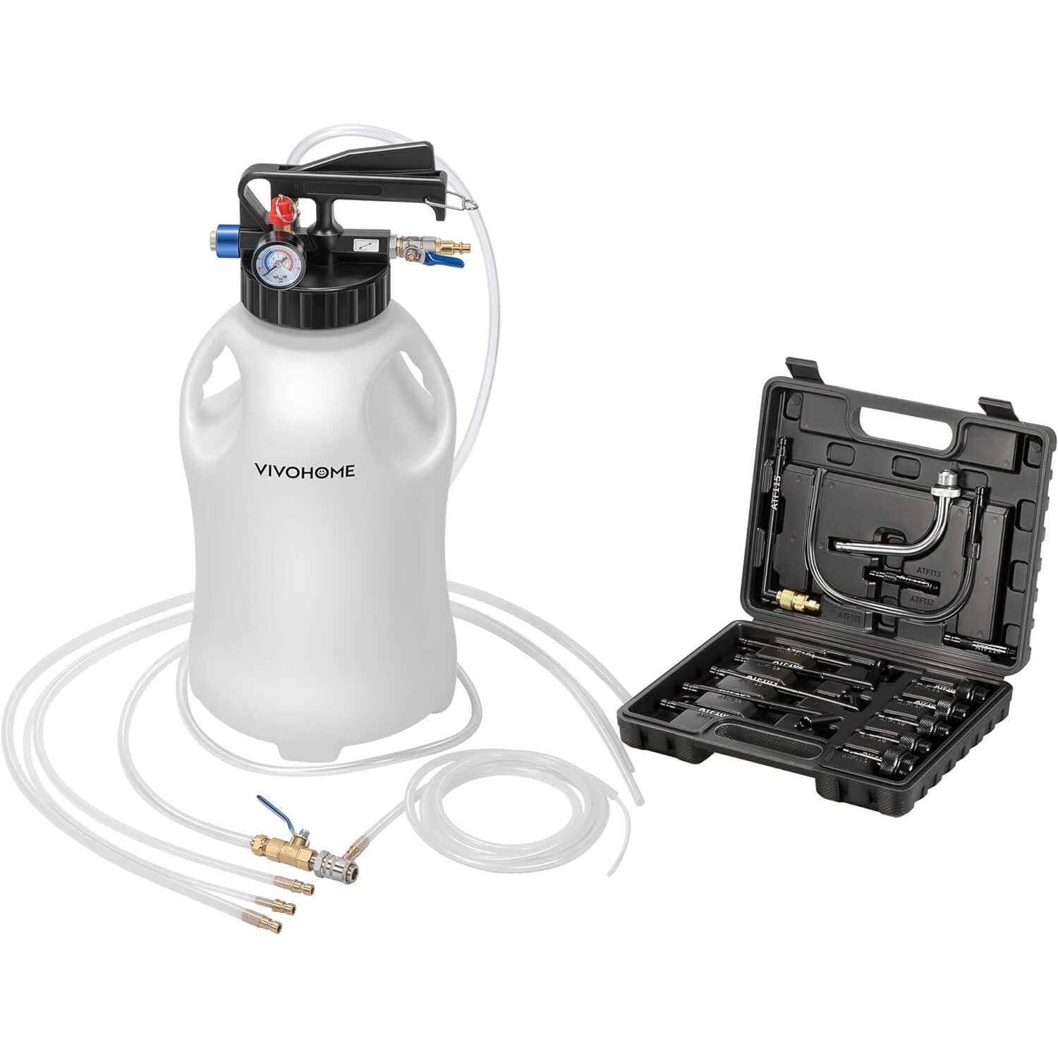 VIVOHOME 10L Automatic Pneumatic Transmission Fluid Pump with 15Pcs ATF Adapters