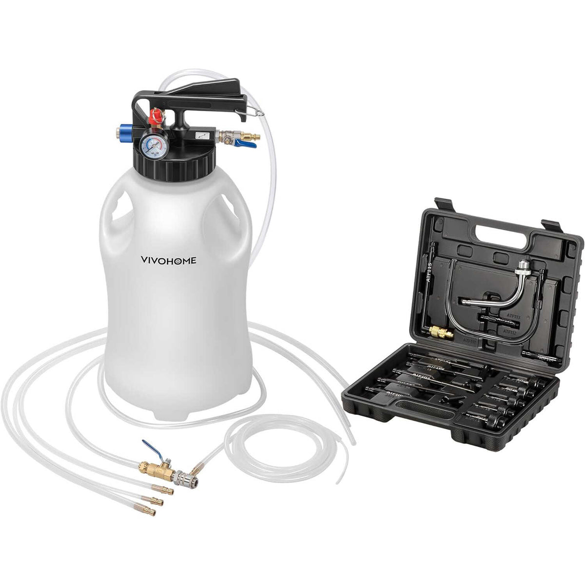 VIVOHOME 10L Automatic Pneumatic Transmission Fluid Pump with 15Pcs ATF Adapters