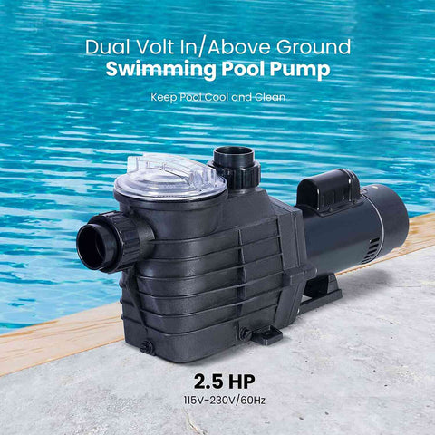 VIVOHOME 2.5 HP Swimming Pool Pump Dual Voltage 1.5 ans 2.0Inch Intlet Energy Saving with Strainer Basket