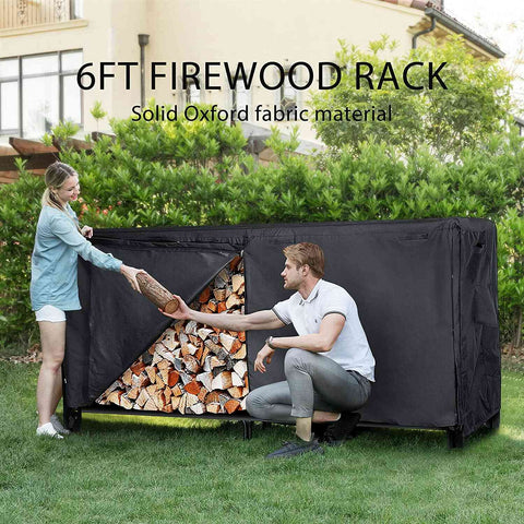 VIVOHOME Firewood Rack with Cover