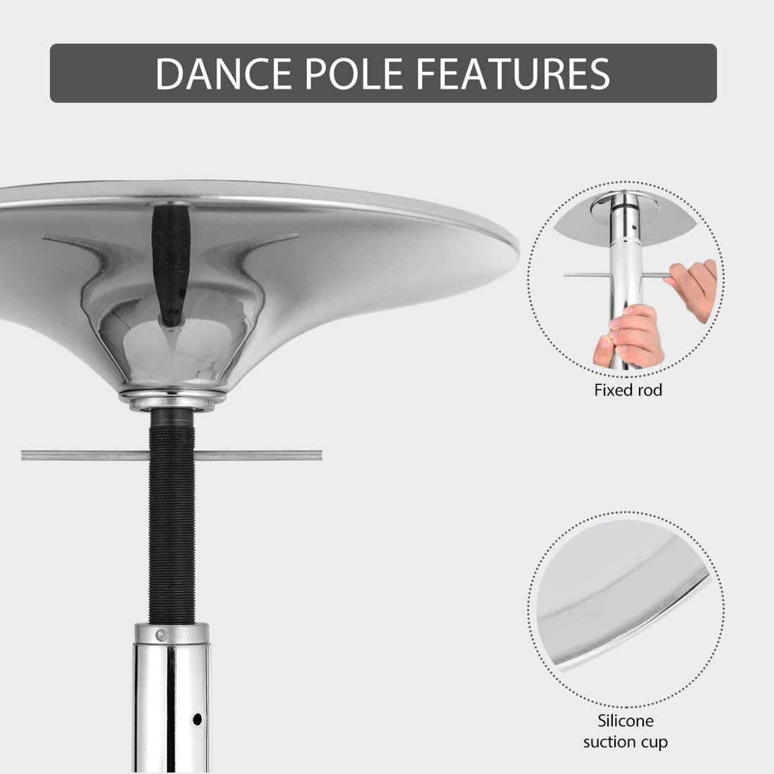 VIVOHOME Perfect Fitness Bar Portable Spinning Dance Stripping Pole for Home Fitness