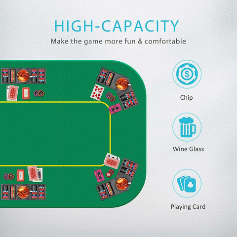 VH Foldable 8-Player Texas Poker Card Tabletop Layout