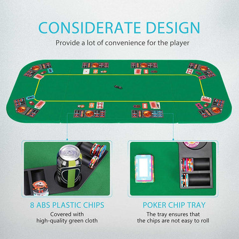 VH Foldable 8-Player Texas Poker Card Tabletop Layout