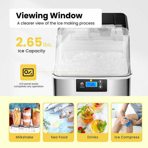 VIVOHOME Nugget Ice Maker Machine with Scoop and 10 Ice Bags 44lbs/Day