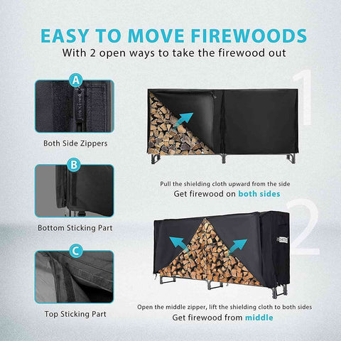 VIVOHOME Firewood Rack with Cover