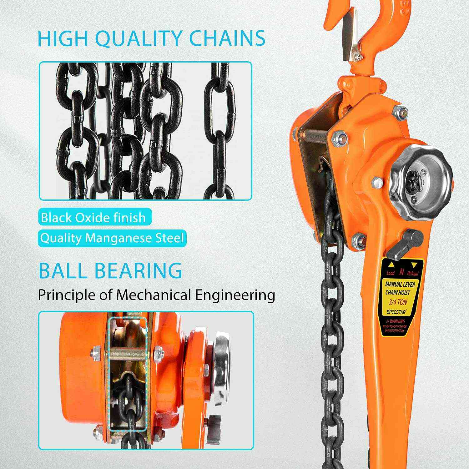 SPECSTAR Lever Chain Hoist with 2 Heavy Duty Hooks