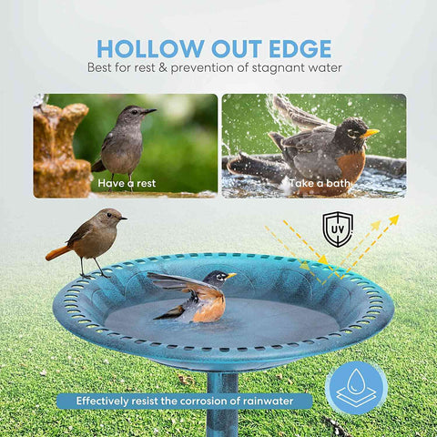 VIVOHOME Garden Bird Bath 28 Inch