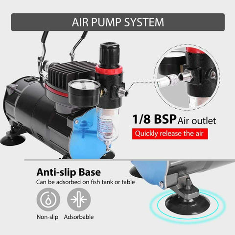 VH Airbrushing Kit with 1/5 HP Air Compressor and 3 Dual Action Professional Airbrush Gun