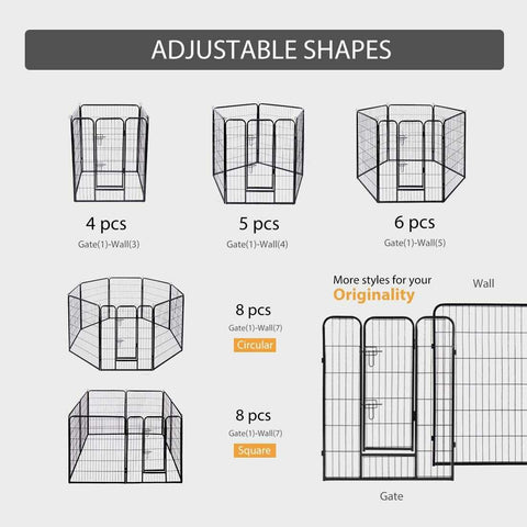 VH Foldable Metal Exercise Pet Fence Barrier Playpen Kennel 8 Panels