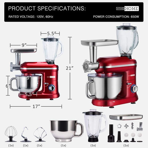 VIVOHOME Multifunctional Electric Stand Mixer