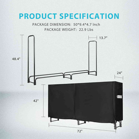 VIVOHOME Firewood Rack with Cover