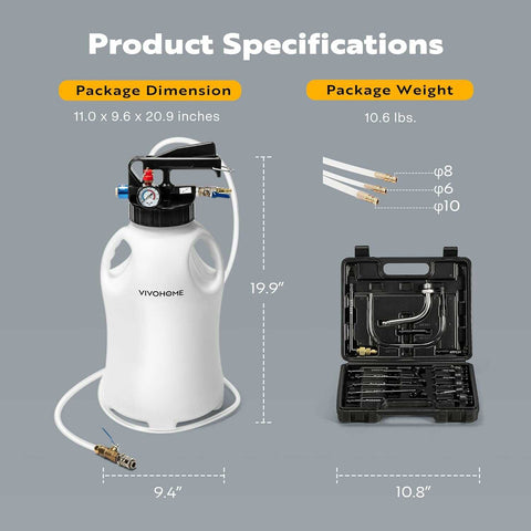 VIVOHOME 10L Automatic Pneumatic Transmission Fluid Pump with 15Pcs ATF Adapters
