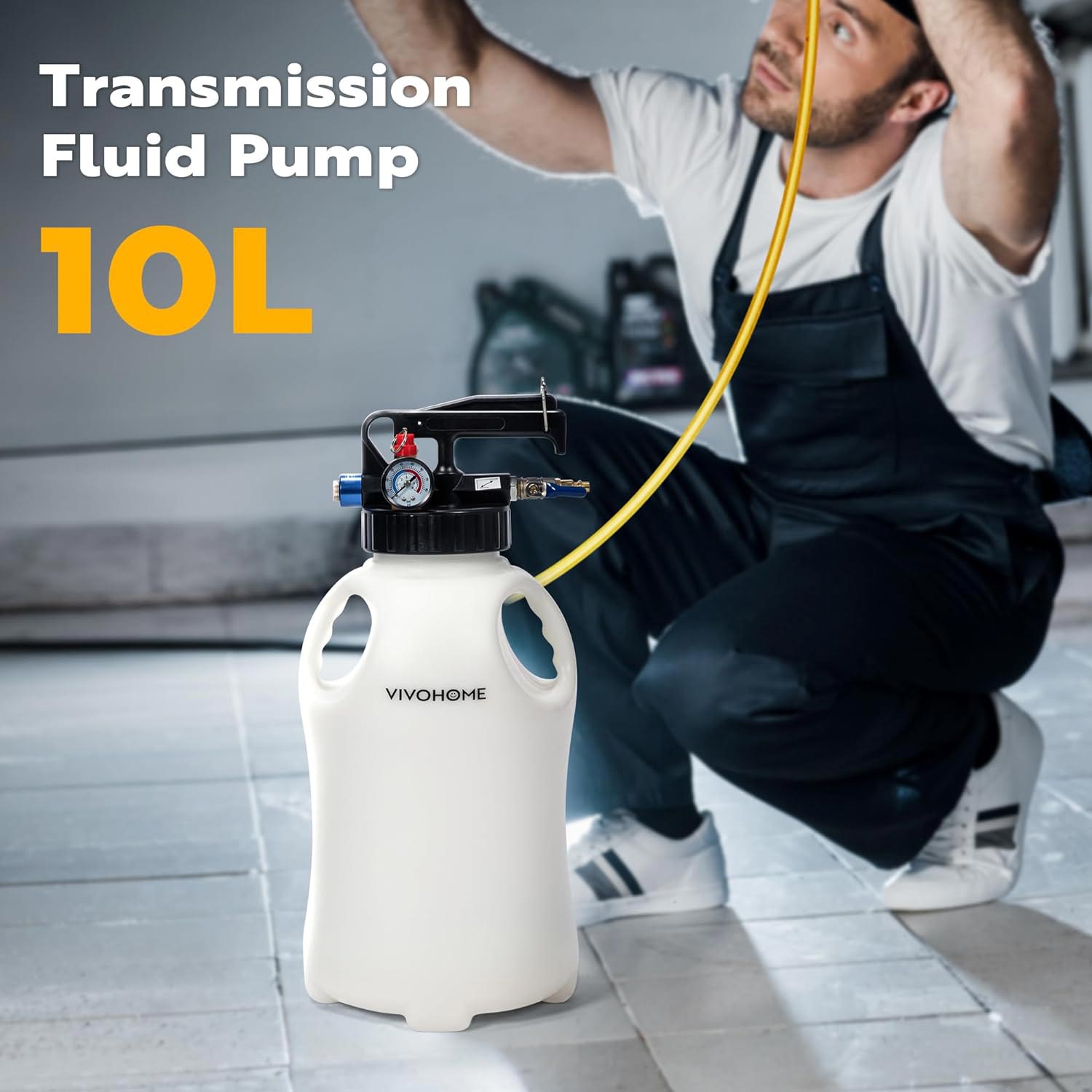 VIVOHOME 10L Automatic Pneumatic Transmission Fluid Pump with 15Pcs ATF Adapters