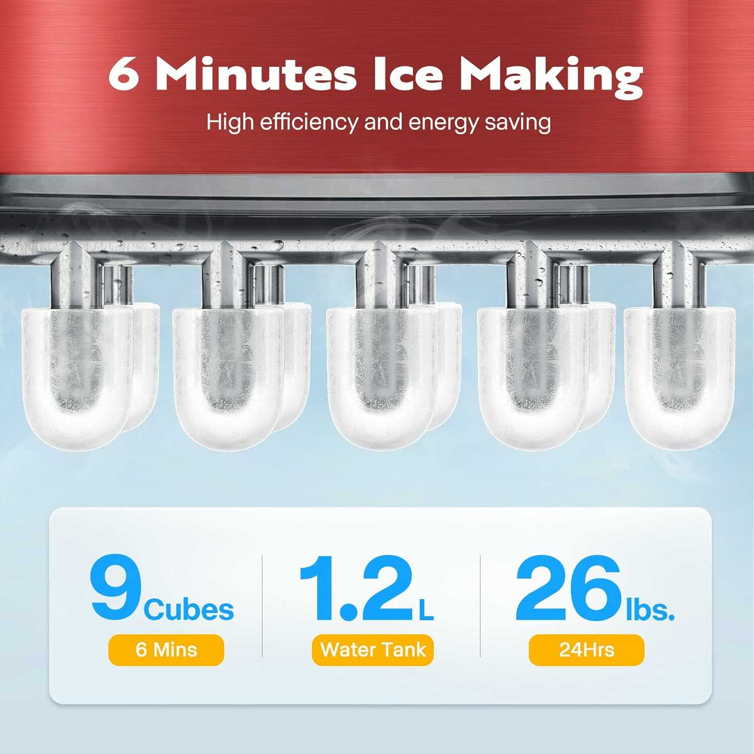 VIVOHOME Countertop Ice Maker Machine with Hand Scoop 26lbs/Day