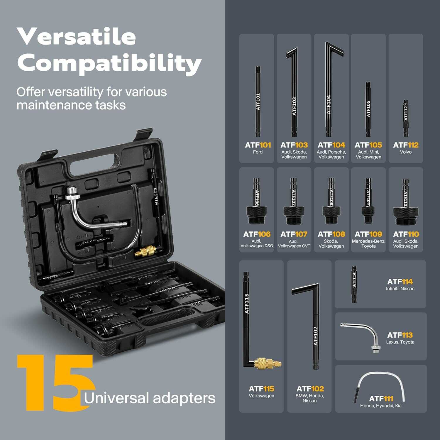 VIVOHOME 10L Automatic Pneumatic Transmission Fluid Pump with 15Pcs ATF Adapters